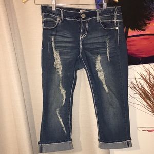 No Boundaries Capri Jeans- Rhinestone pockets